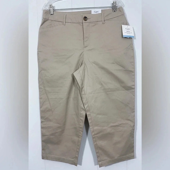 Croft & Barrow Capri Mid-rise Size 12 Secretly Slimming Beige - Picture 1 of 9